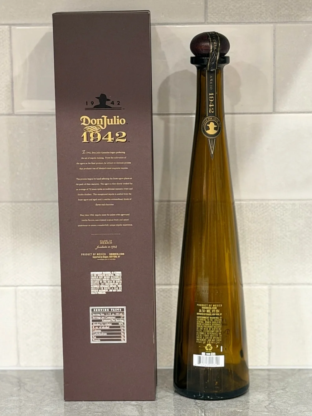 Don Julio 1942 Tequila Empty Bottle in Amber Glass